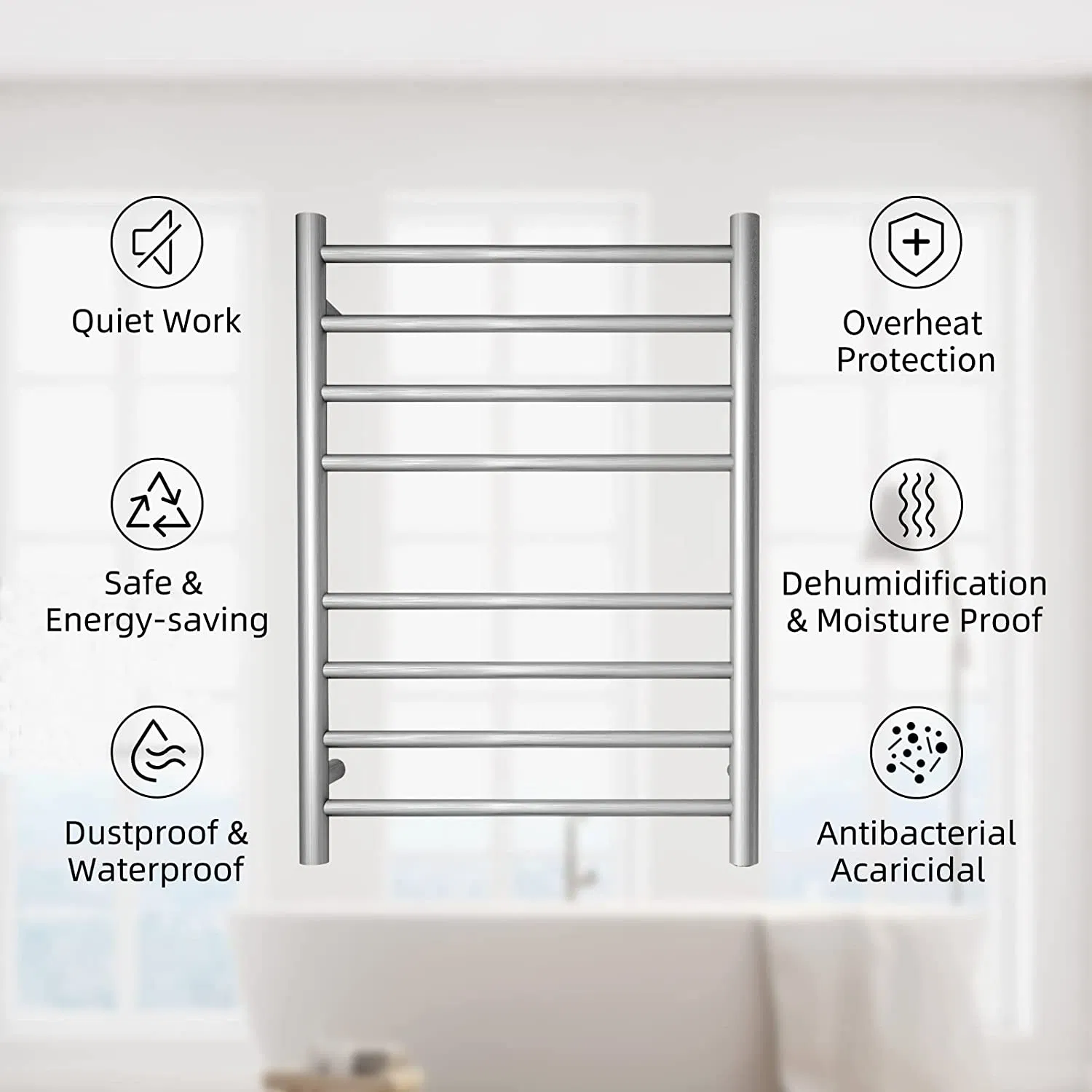 Electric Towel Rack SUS304 Stainless Steel Heated Towel Warmer