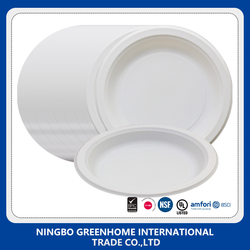 Customzied Logo Printing Disposable Tray Corn Starch Plate for Dinner