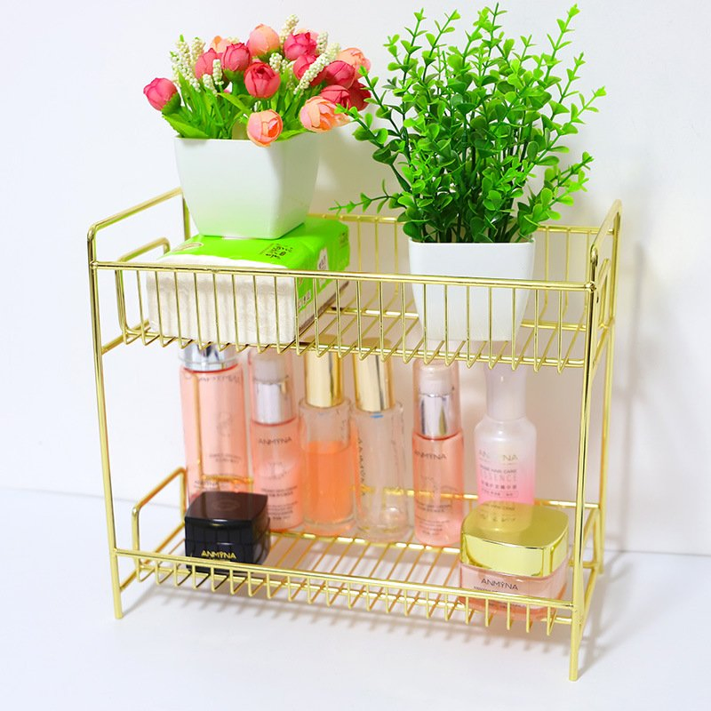 Hot Selling Metal Storage Rack Glod Metal Shelf Bathroom Rack