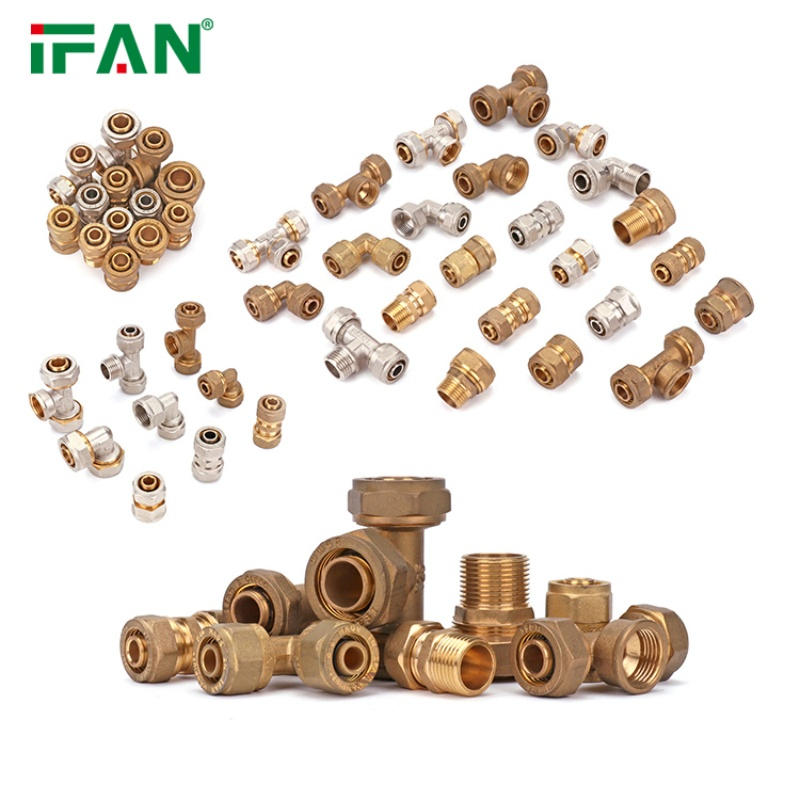 Ifan Low MOQ Hot Sales Brass Compression Fittings Tee Elbow Pex Pipe Water Connector 16-32mm Pex Fitting