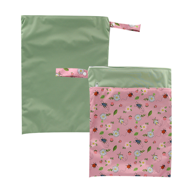 Double-Zipper Spliced Diaper Bag, Portable Hand-Held Diaper Bag for Travel, Dry-Wet Separated Waterproof Bag