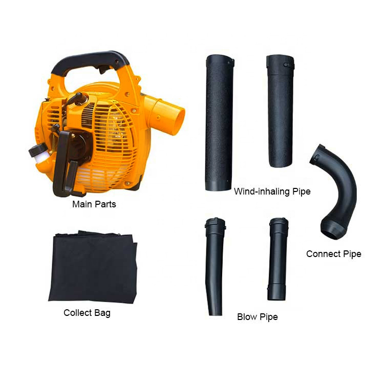 3 in 1 Blower Fan 25.4cc Air Blower Vacuum Air-Cooled Mobile Leaf Blower Machine Vacuum Cleaner Leaf Dust Air Blower for Home Garden (EBV260LDP)