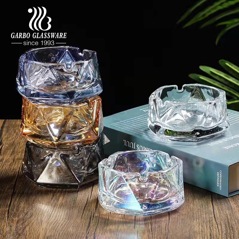 Factory Promotion Colorful 5.5inch Ion Plating Colored Glass Ashtray