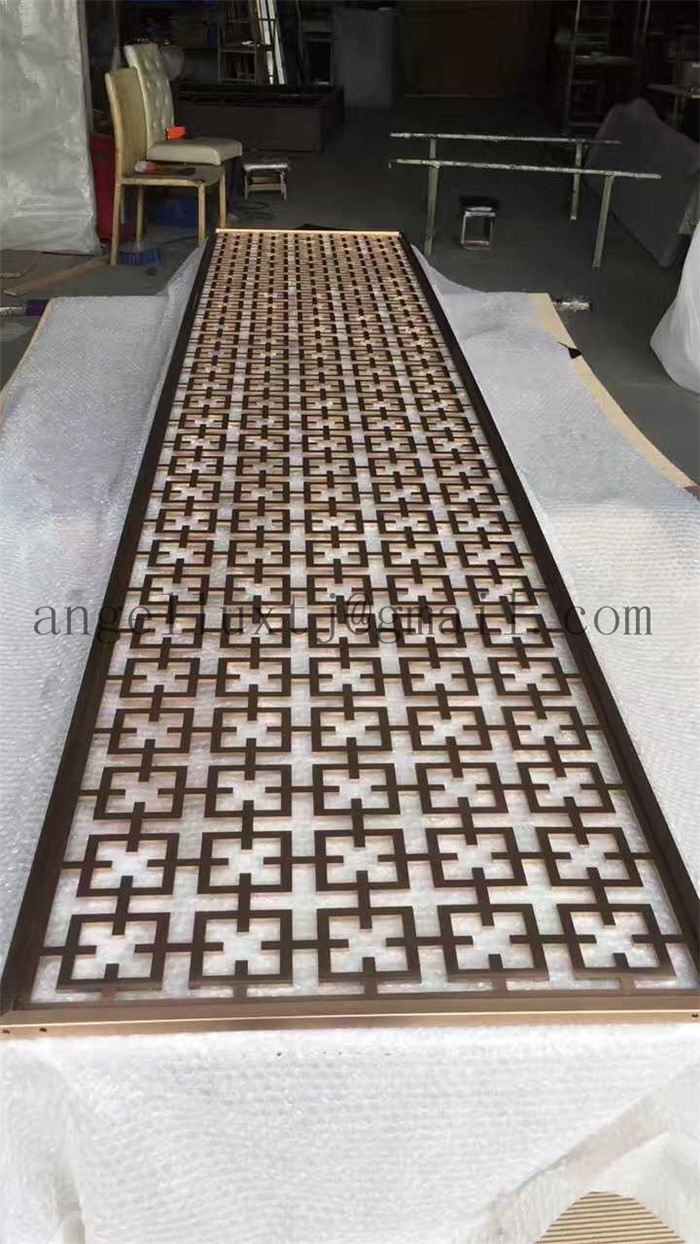 Foshan Factory Price 304 Bronze Color Stainless Steel Decoration Partition Art Screen for Room Divider