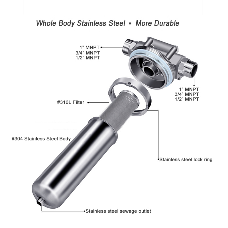 Stainless Steel Filter Housing for 10''filter 3/4in NPT Water Filter Housing