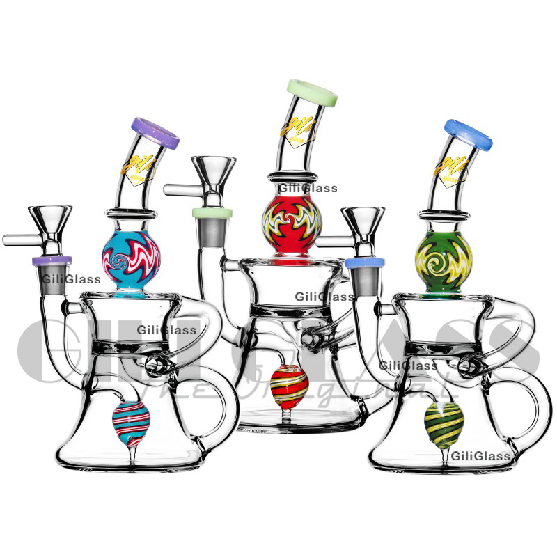Gili-359 Giliglass 8 Inches Insert Perc Recycler Oil DAB Rig Smoking Glass Water Pipe Wholesale