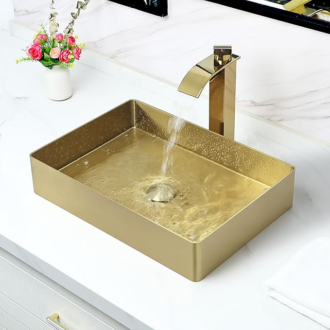 Hot-Sell Useful Golden Bathroom Topmount Washing Basin, 304 Stainless Steel