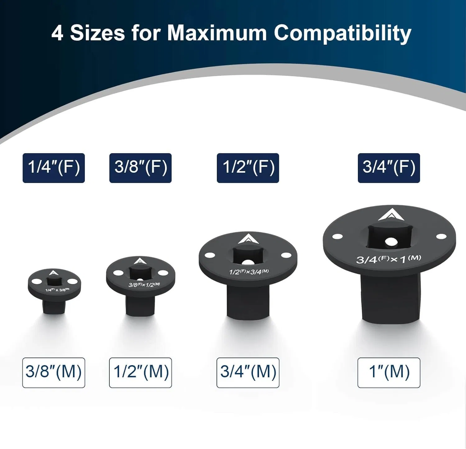 Набор низкопрофильных переходников для ударного гайковерта (4 шт)