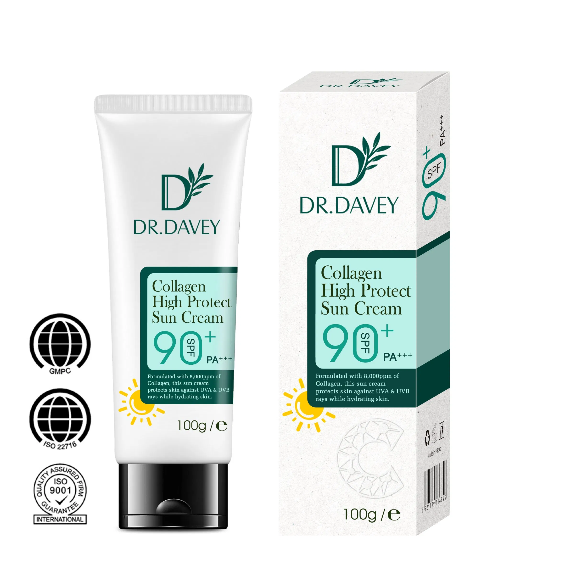 Roushun Dr. Davey SPF90 Collagen Whitening Sunscreen Private Label Protective Sun Cream