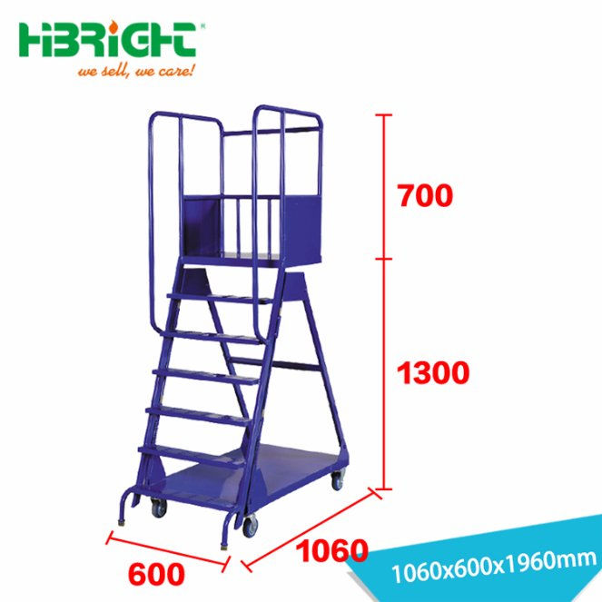 Movable Foldable Warehouse Step Ladder Trolley with Wheels