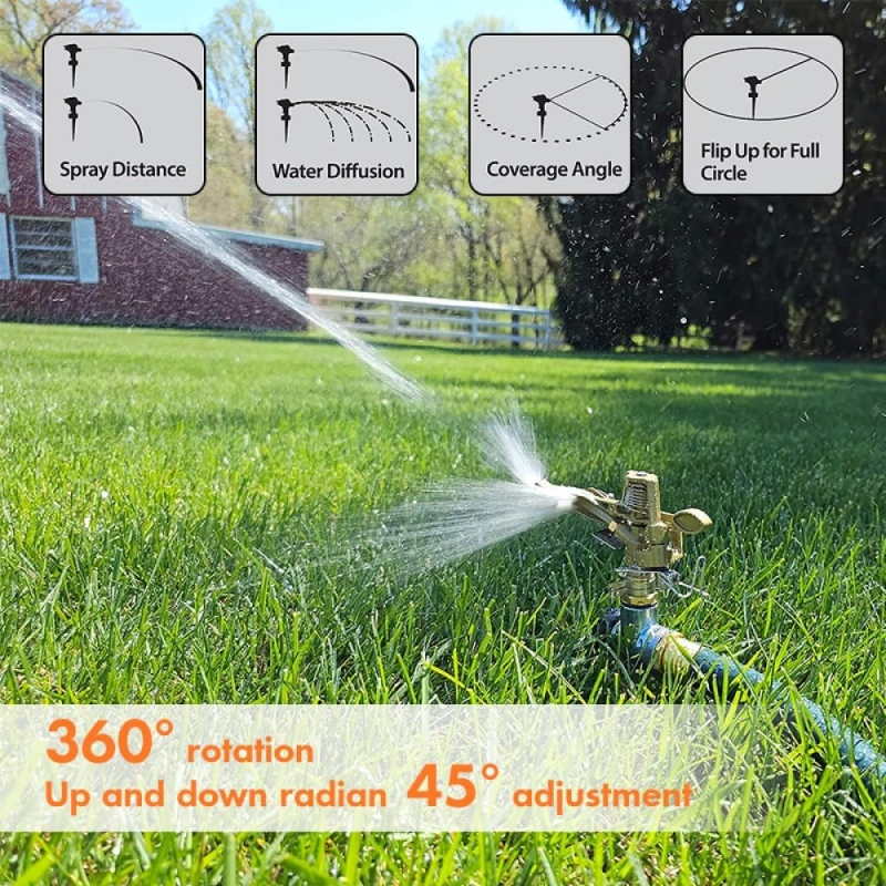 1/2" Zinc Alloy Impact Sprinkler with Spike, Adjustable Garden Watering Sprayer (AZS121)
