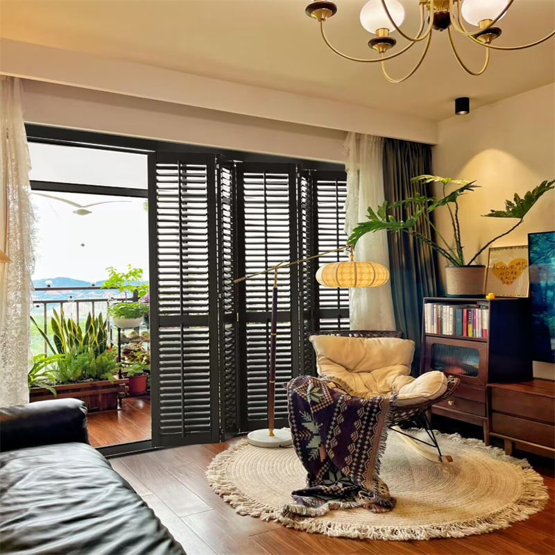 Customized Wood Window Shutters Factory Price Built-in Electric Horizontal Format