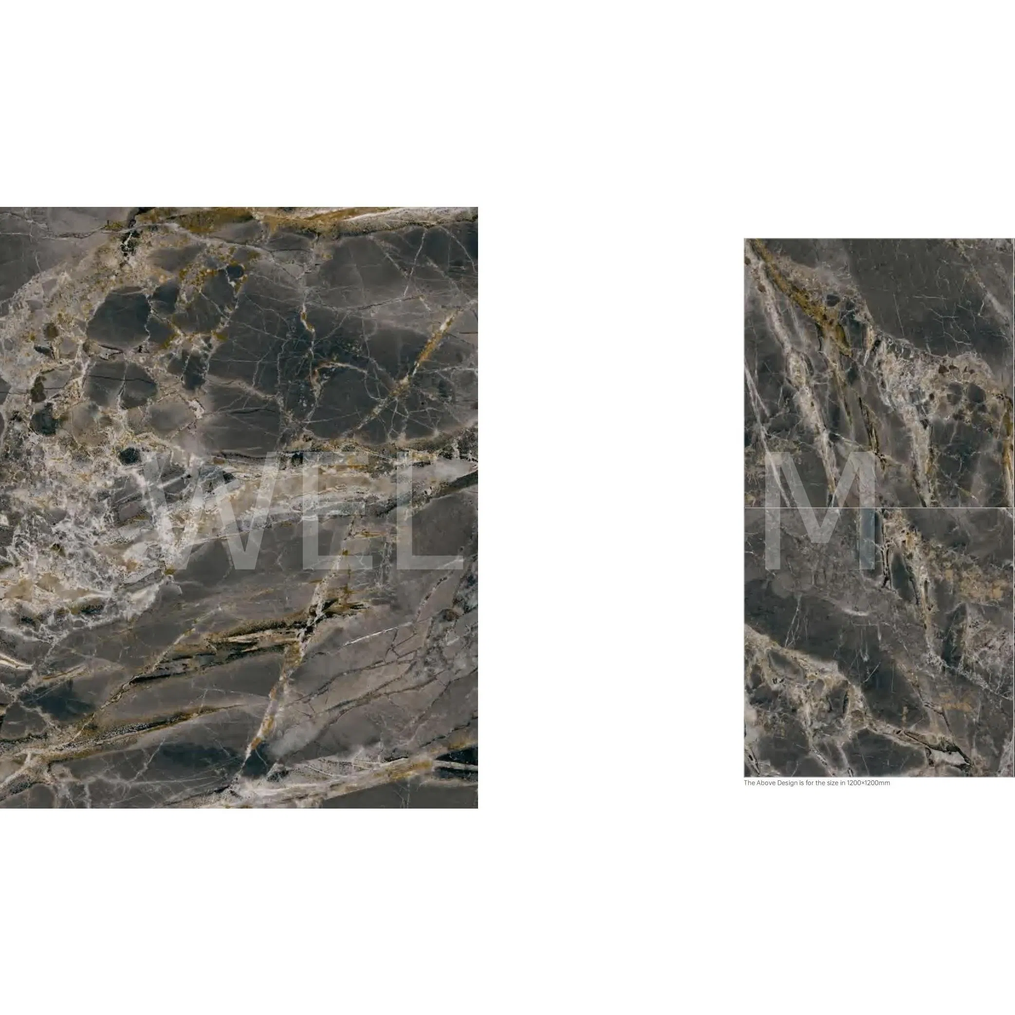 Modern 1200 X 1200mm Crystal Black Polished Anti-Slip Porcelain Tile 8mm Firebrick for Interior Home Floor Wall for Villas