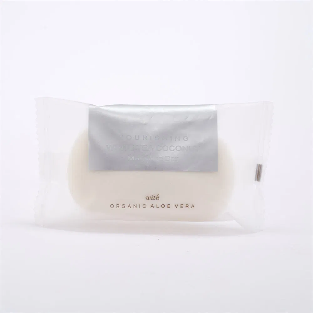 Portable Waterproof Plastic Packaging White Saddle Massage Soap Hotel Bath Amenities