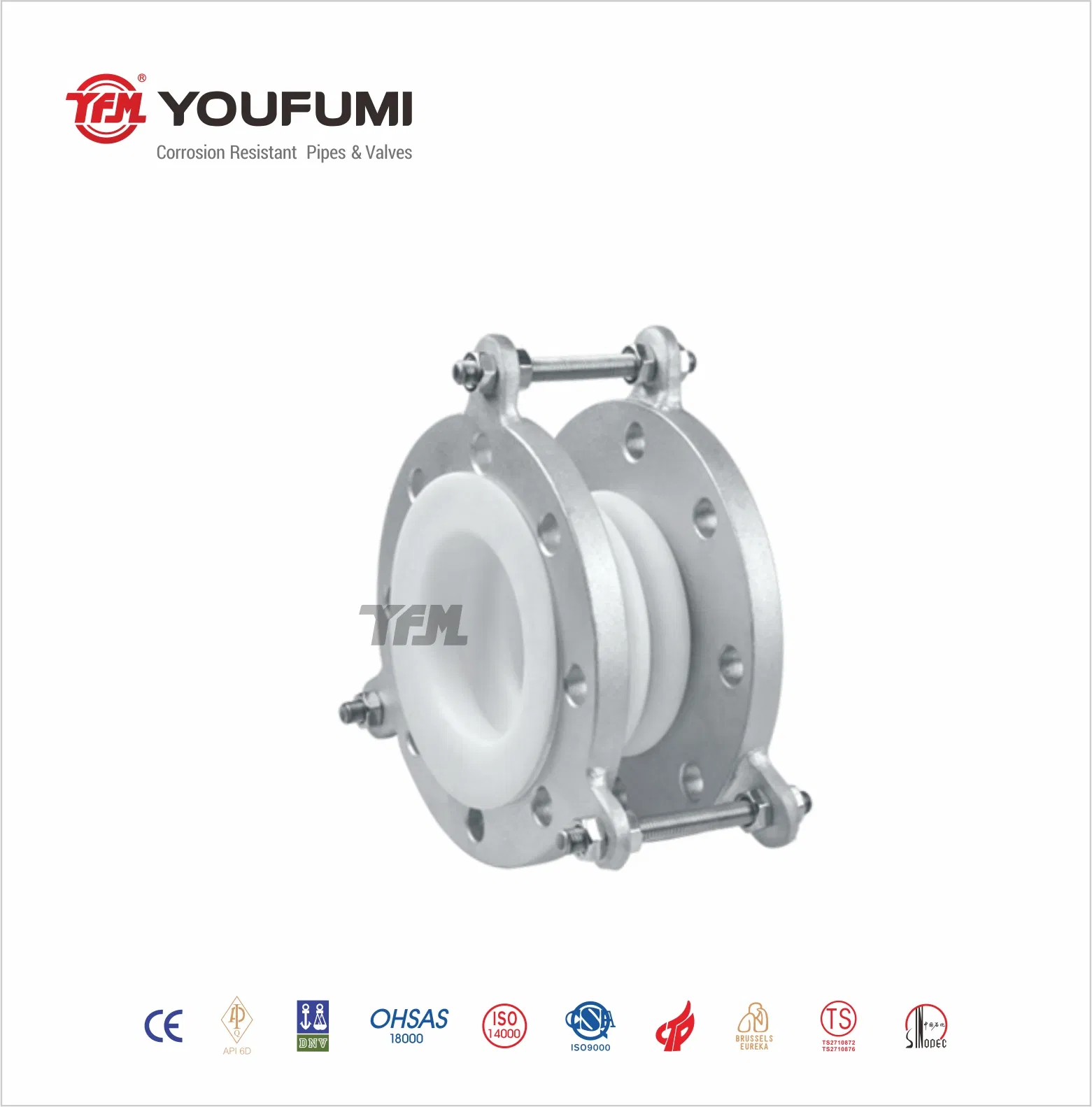 PTFE Lined Bellow Expansion Joint Flange Compensator