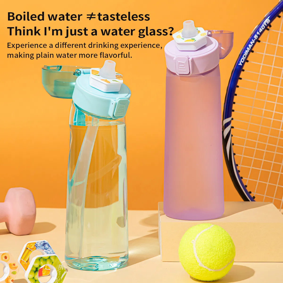 Спортивная бутылка для воды 650 мл с ароматизаторами, матовый черный