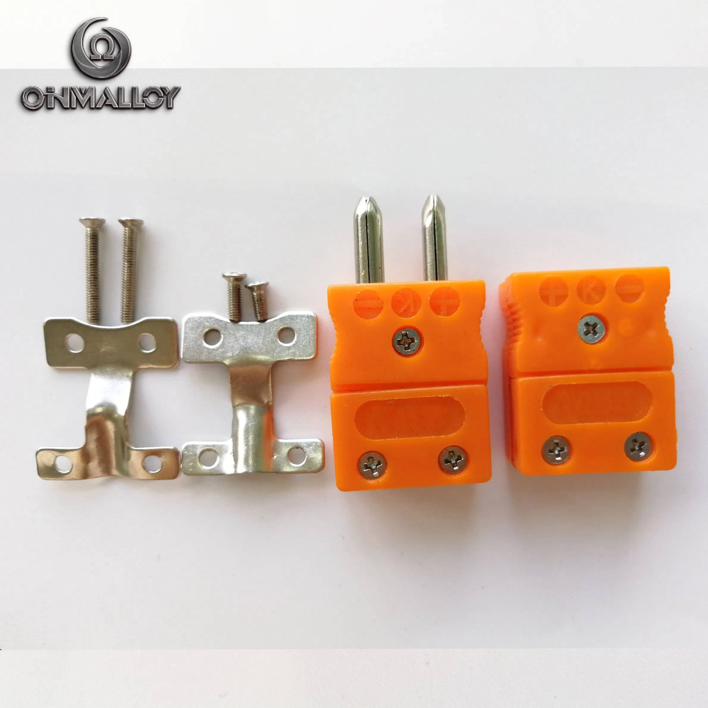 Standard Male Thermocouple Hollow Pin Connector Plug with Wire Clips Clamps Quick Install