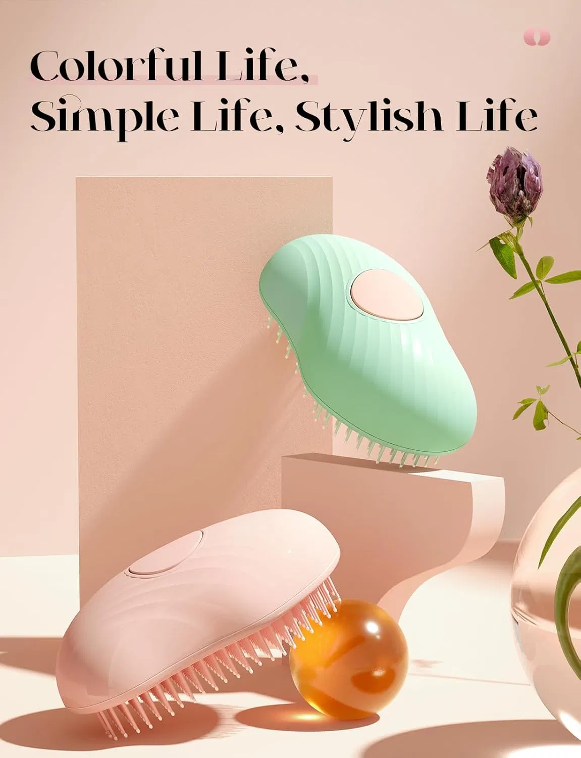 Easy-to-Clean One-Button Operation Round Retractable Bristle Hair Brushes