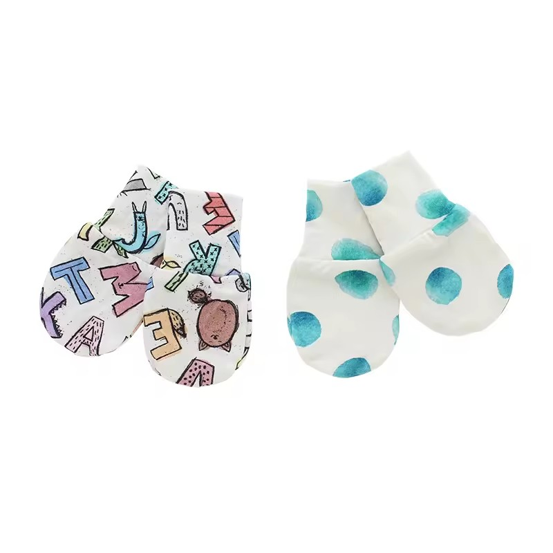 High Quality Wholesale 100% Cotton Knitted Custom Color Newborn Baby Mittens