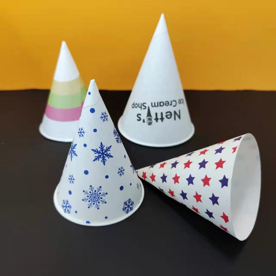 Custom Disposable French Fries Ice Cream Paper Cone Cup Food Holder