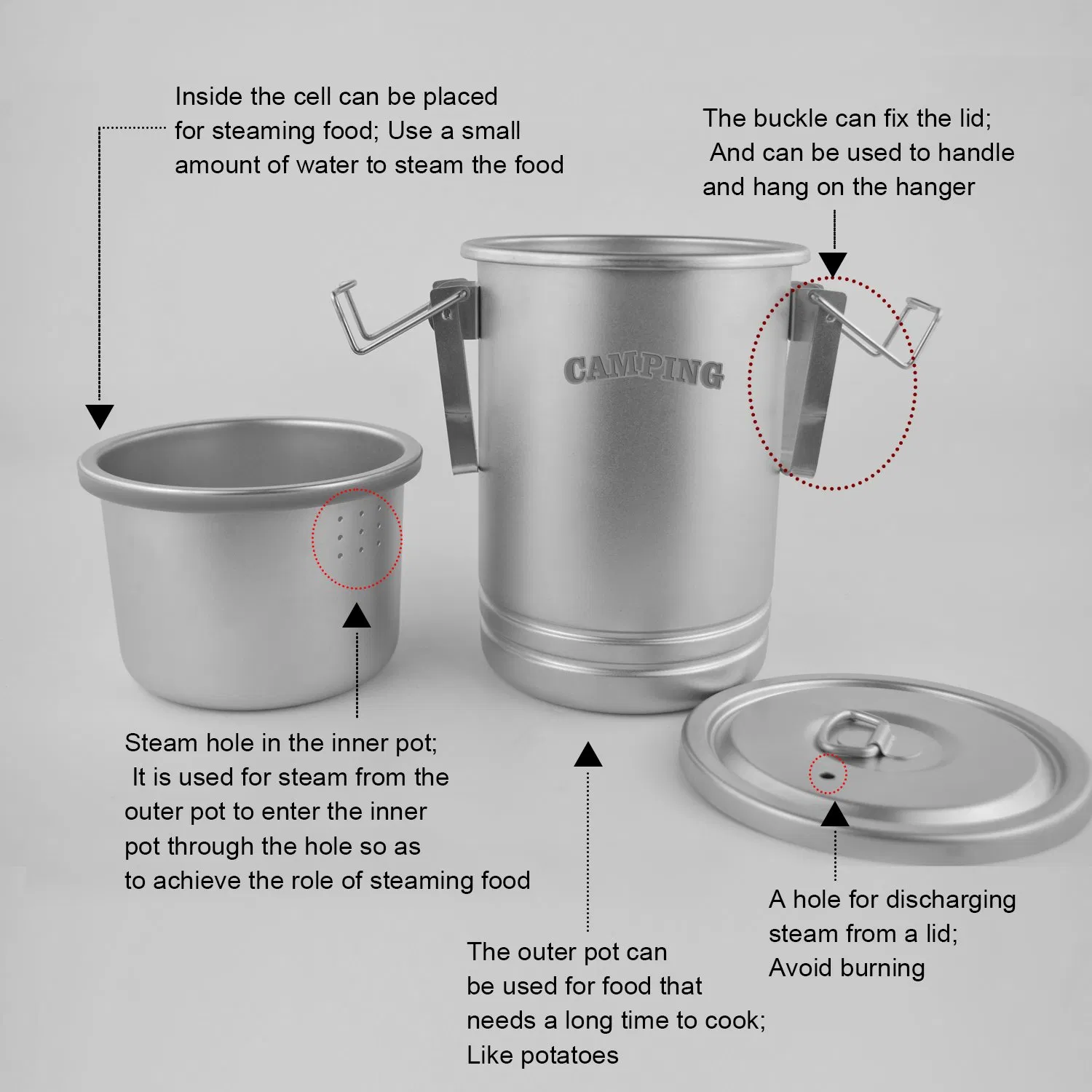 Outdoor Camping Micropress Pasta Multi Cooking Pot