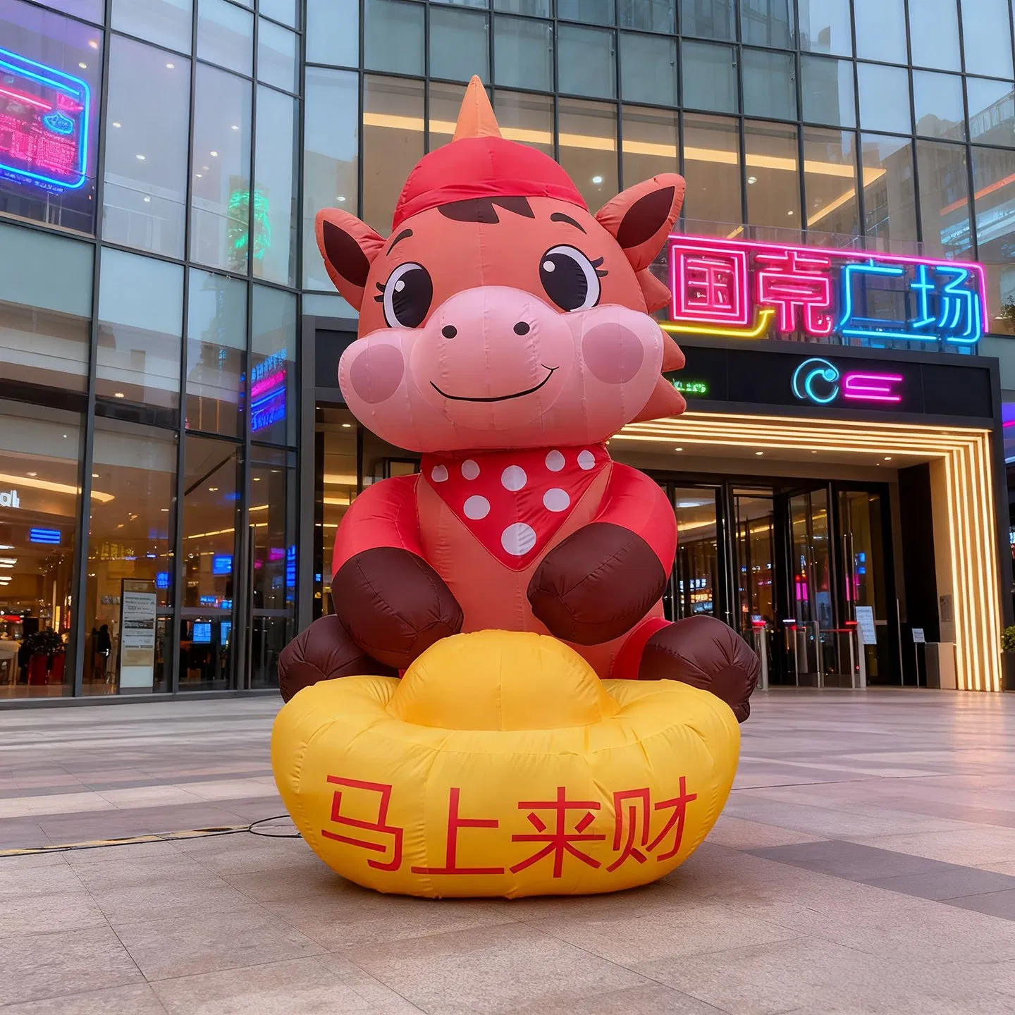 Boiy Inflatable Golden Unicorn Horse Cartoon for Shopping Mall Decoration