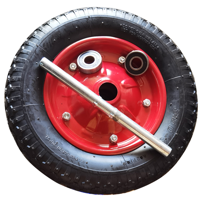 Hautine Rubber Wheel with Pneumatic Tire and Axle