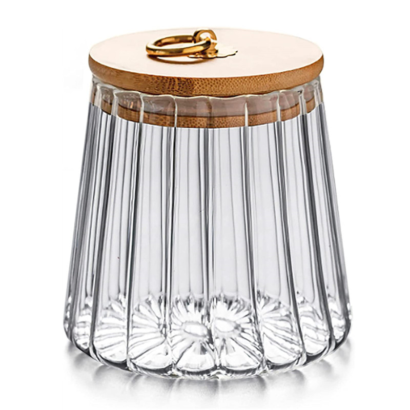 Factory 700ml Clear Empty Glass Storage Jar with Bamboo Lid