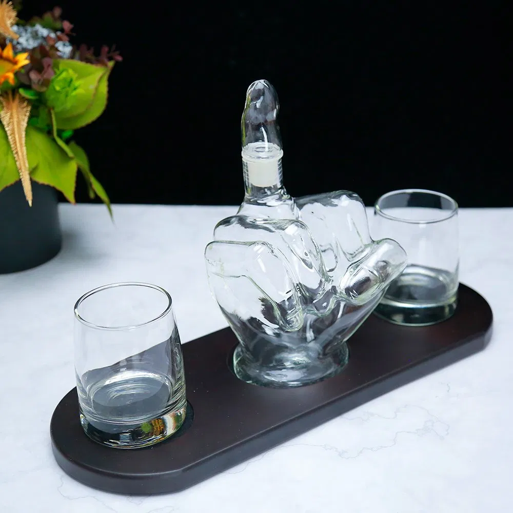 Blown Whishkey Decanter Suppliers Middle Finger Shaped Whishkey Decanters