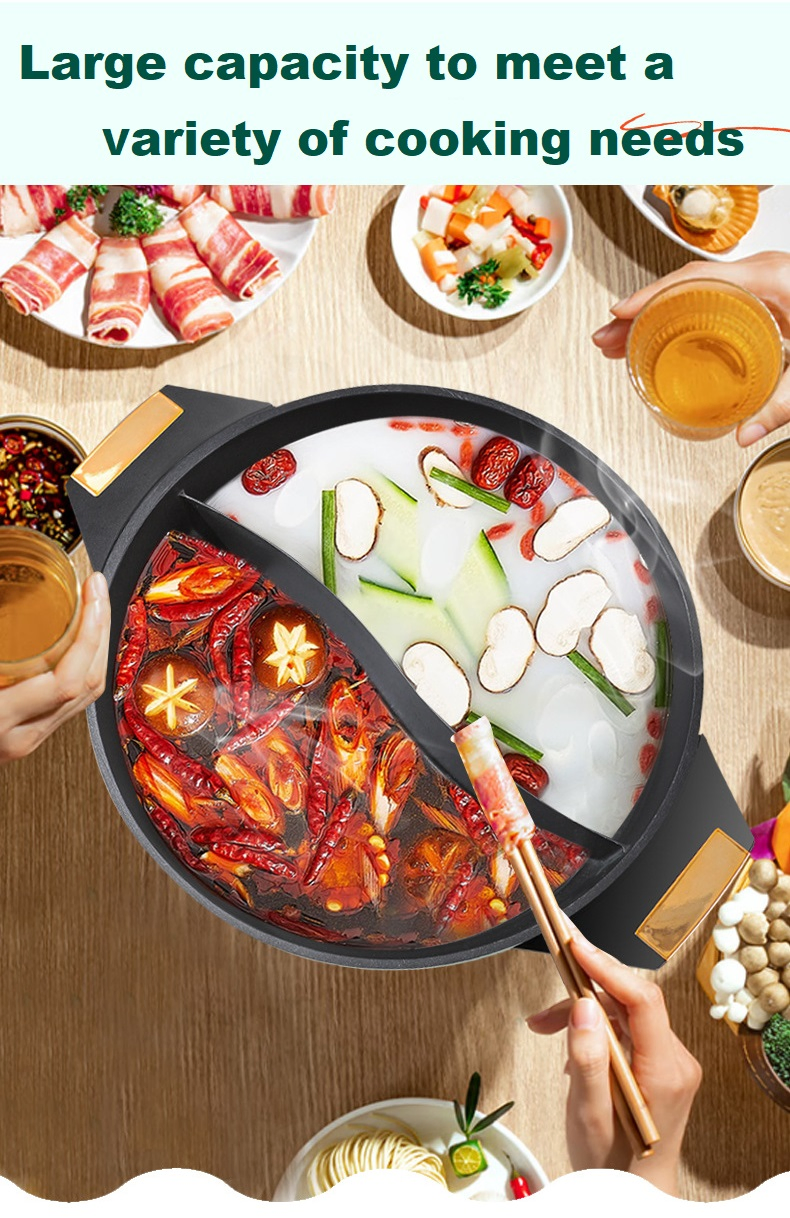 Electric Cooking Pot Multifunctional Two Flavors Electric Hot Pot with Double Ears