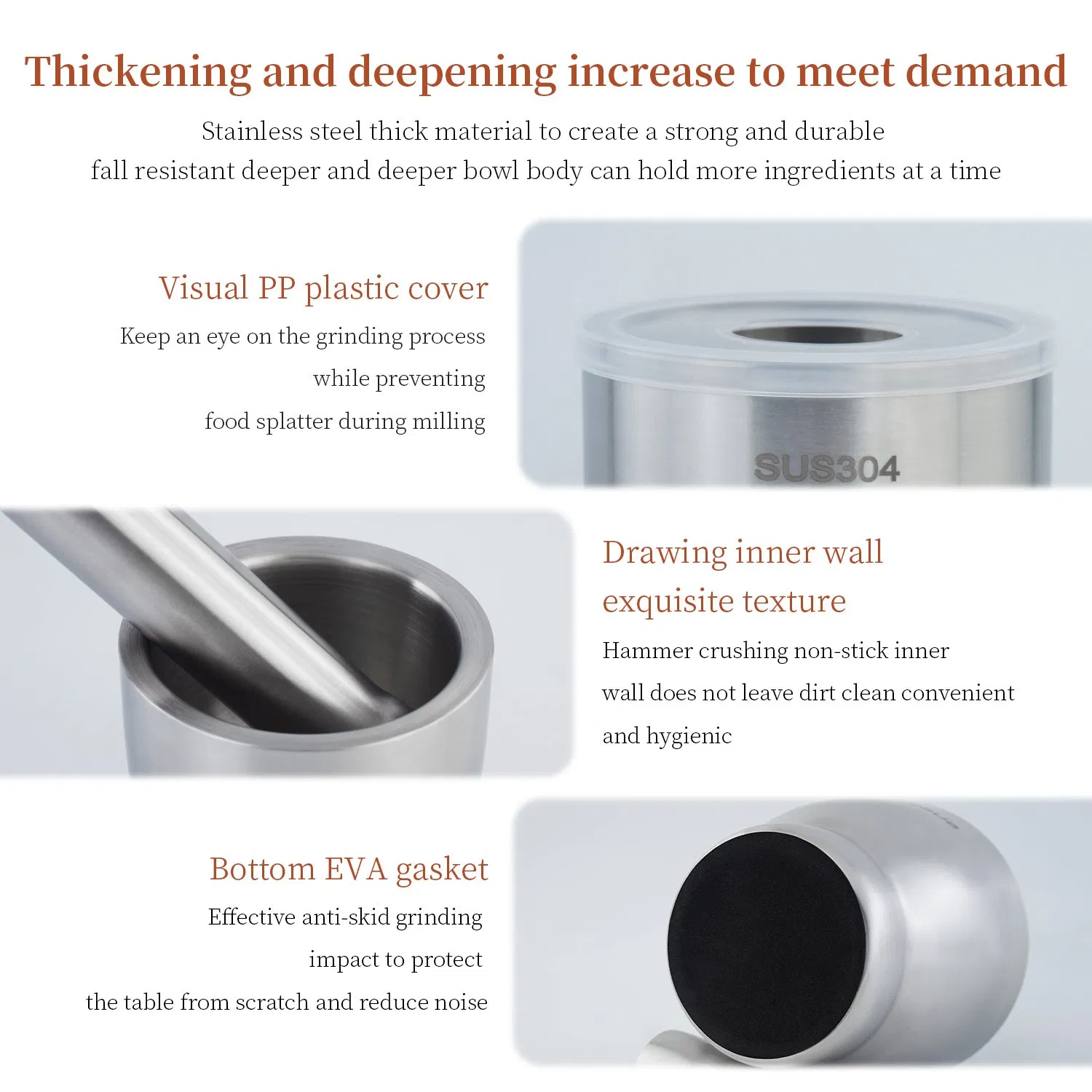 10cm 304 Stainless Steel Drum Garlic Crusher Hand Grind