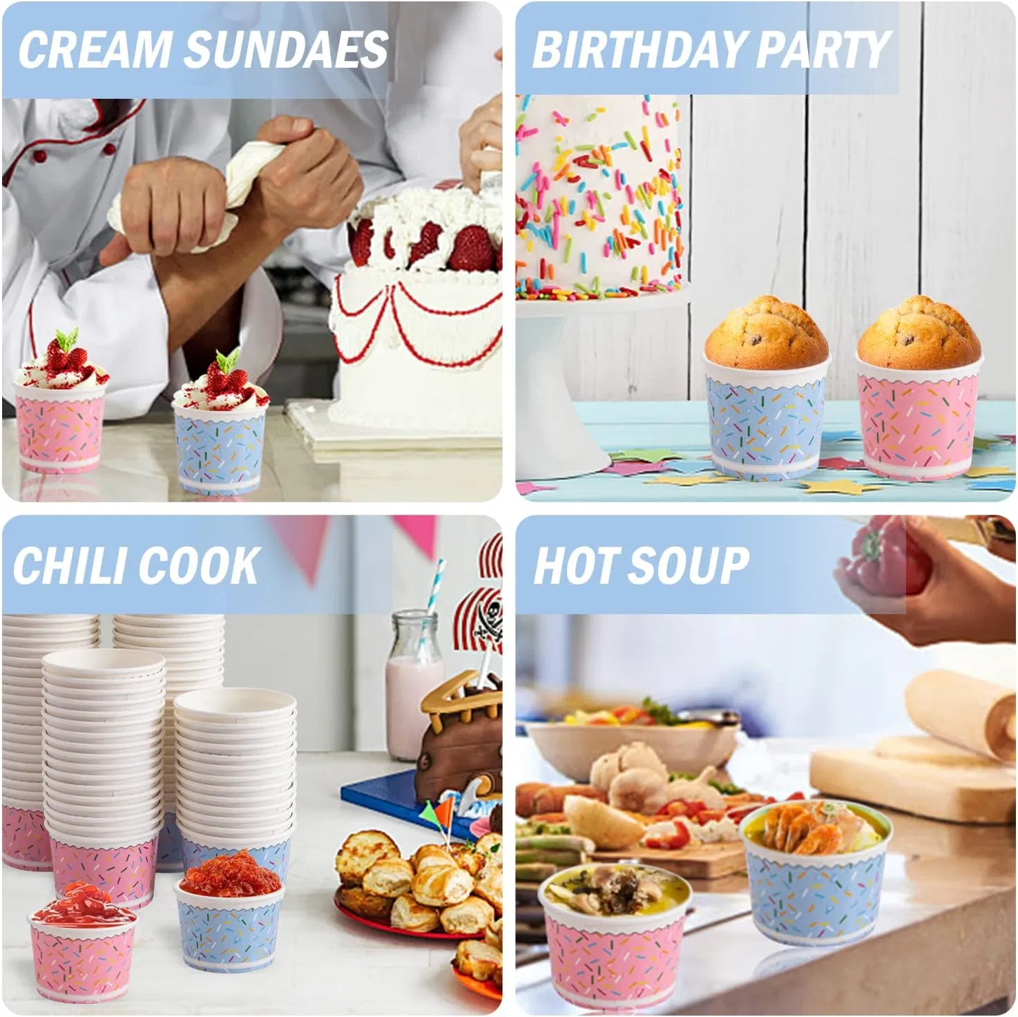 Round Kraft Take Away Paper Container Salad White Paper Disposable Microwave Safe Soup Bowl with Lid Cover for Stacking