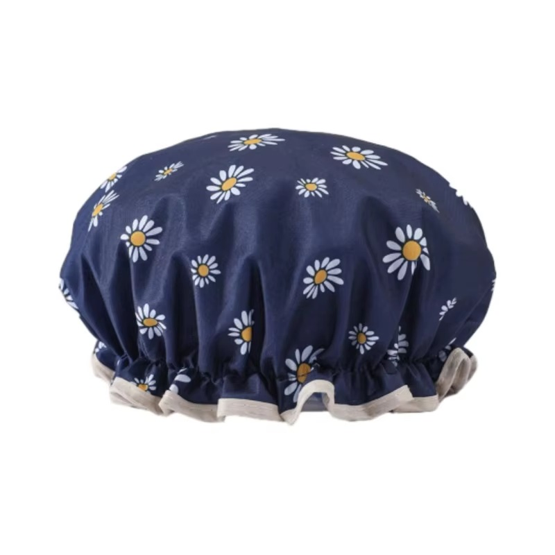 Promotional Hot Sale Waterproof Adjustable Double Layer Lining Shower Caps