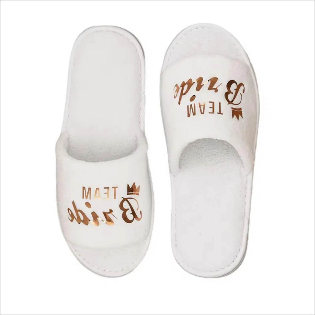 Bride Groom Disposable High-End Wedding Slippers Made of Towel Cloth Hotel Slippers