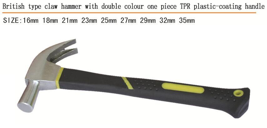 Hammer High Quality One Piece Claw Hammer with Plastic Coating Handle