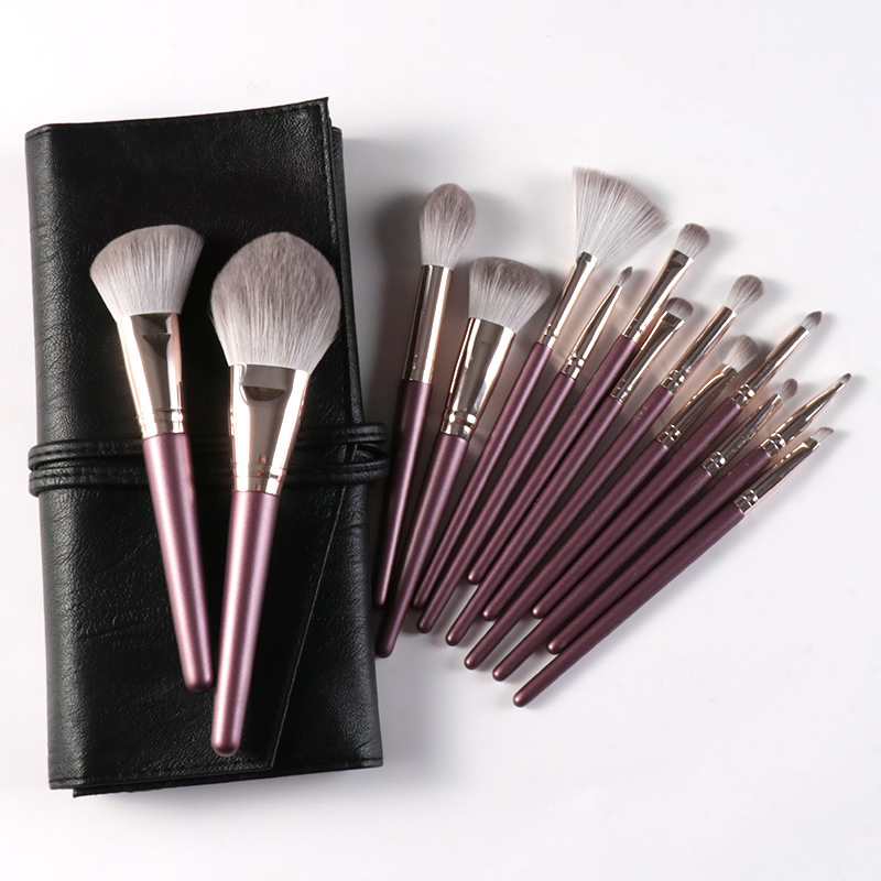 Yasna′ S New 14 Novice Makeup Brush Set Suits Super Soft Makeup Brush Purple Cloud Wood Handle Beauty Tool