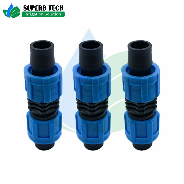 Garden Irrigation System Drip Tape Fitting Plastic Lock Coupling for Pipe