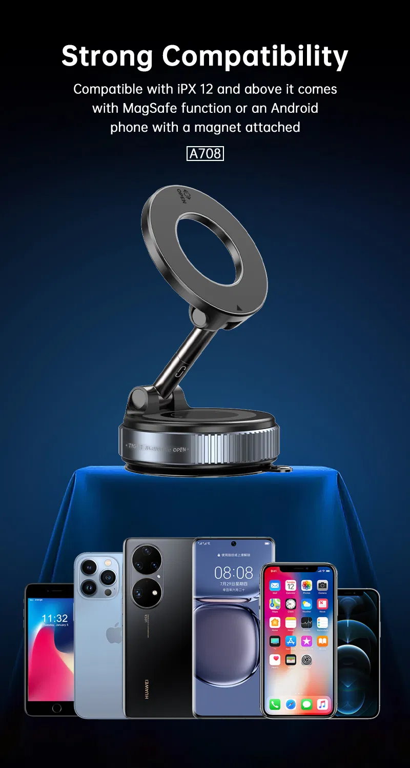 Heavy-Duty Vacuum Suction Holder with Magnetic Grip Technology Hot Sale Phone Holder