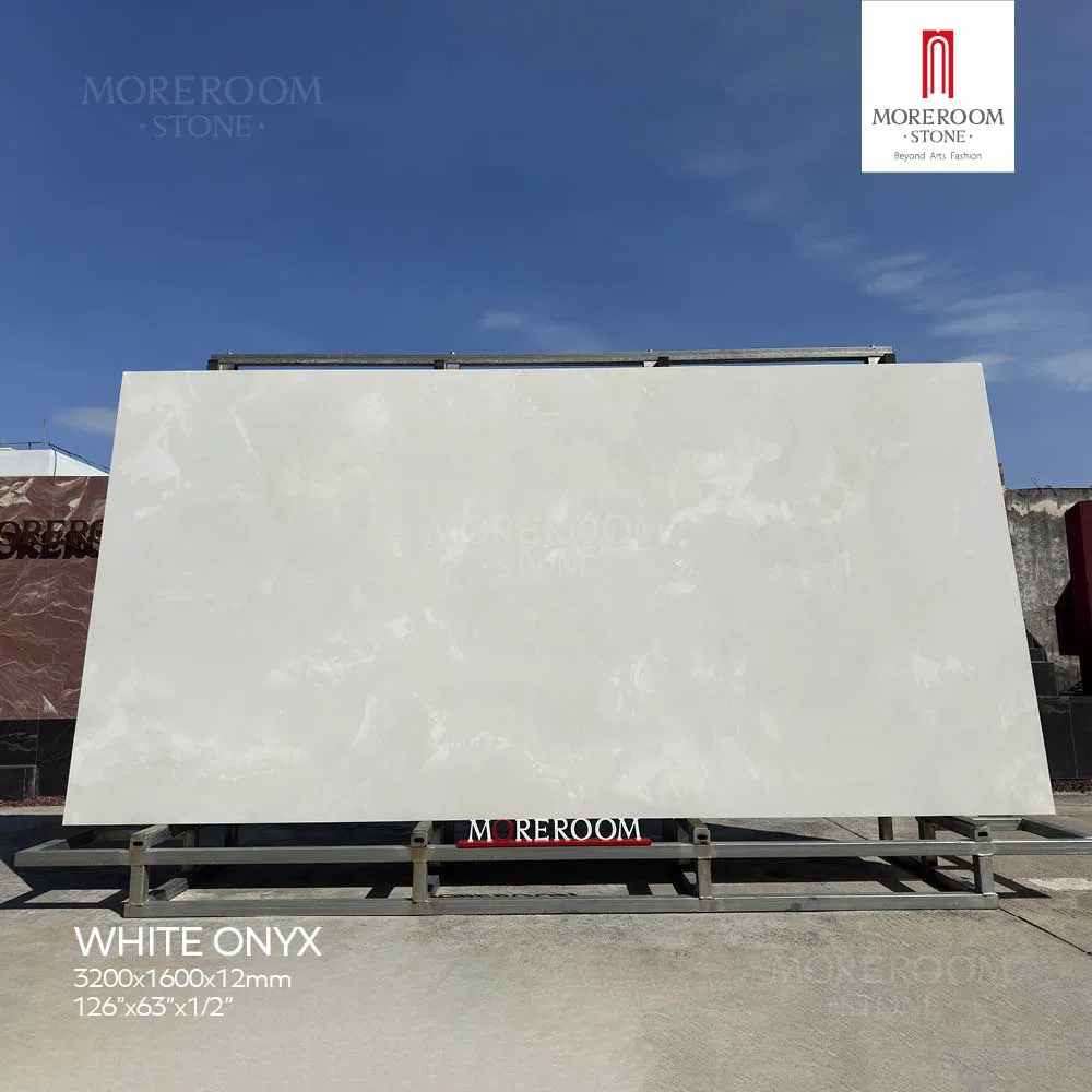 White Artificial Onyx Slab Polished Surface Sintered Stone for Table Tops