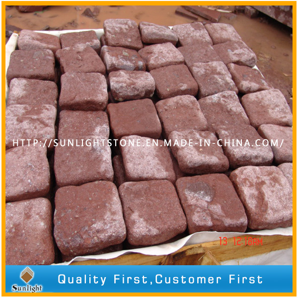Natural Cheap Red Granite Mosaic Paver Stone for Garden and Park