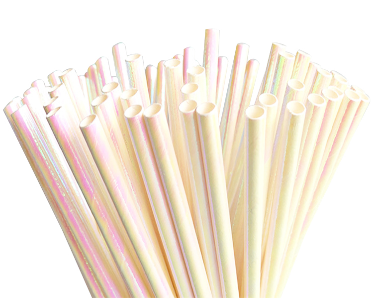 Hot Sale Biodegradable Iridescent Foil Paper Straws for Birthday Party