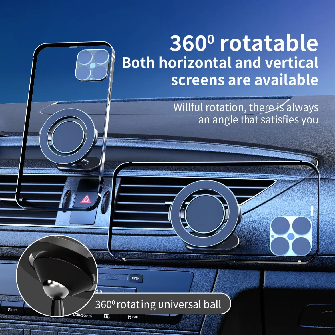 Магнитный держатель для телефона в авто на решетку кондиционера