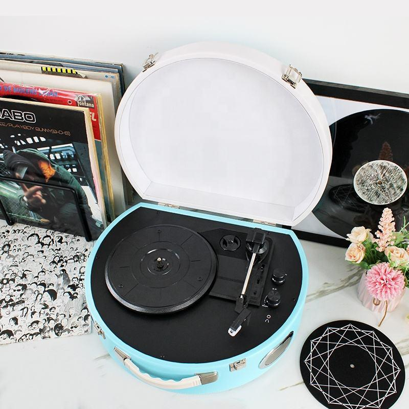 Портативный виниловый проигрыватель с Bluetooth, ретро-дизайн