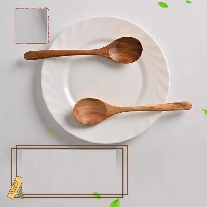 Wholesale Wooden Kitchen Utensil 18cm Wood Cutlery Spoon