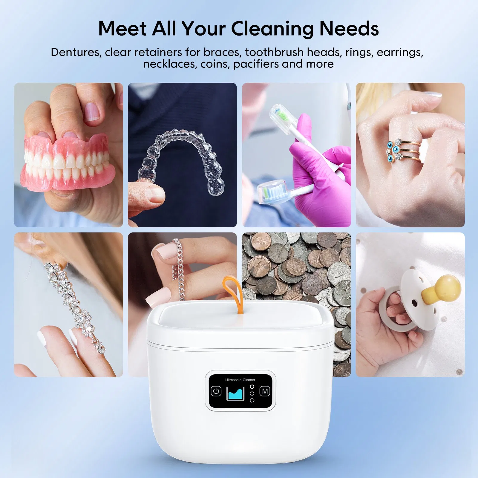 Invisible Braces Denture Holder Glasses Watch Ultrasonic Cleaner