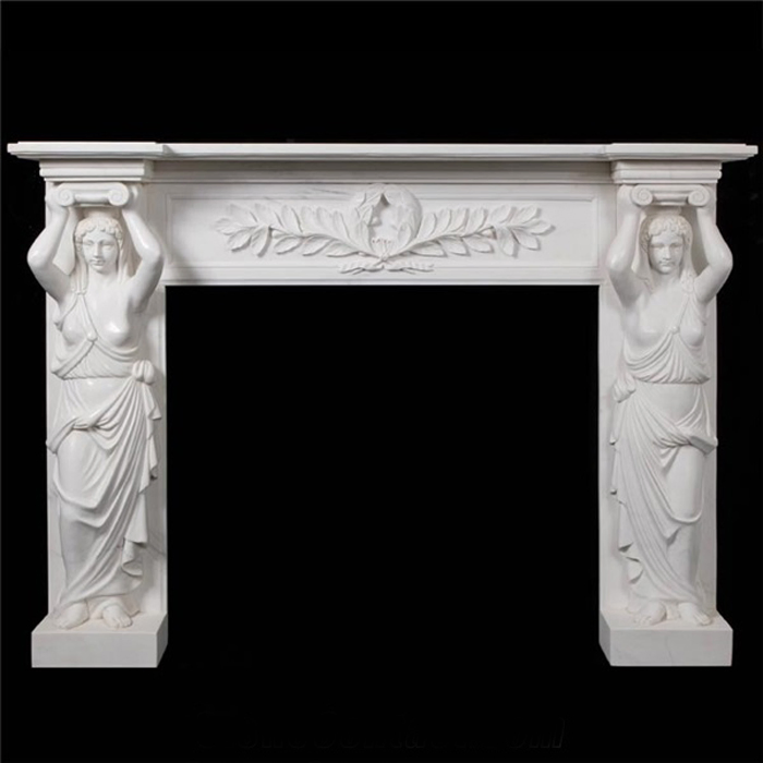 Hand Carved UK White Marble Fireplace Surround for Indoor Decoration