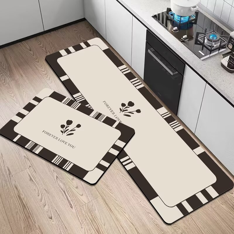 Modern Kitchen Carpets and Bath Mats Rug Bathroom for Floor Carpet Tiles Area Rug Black