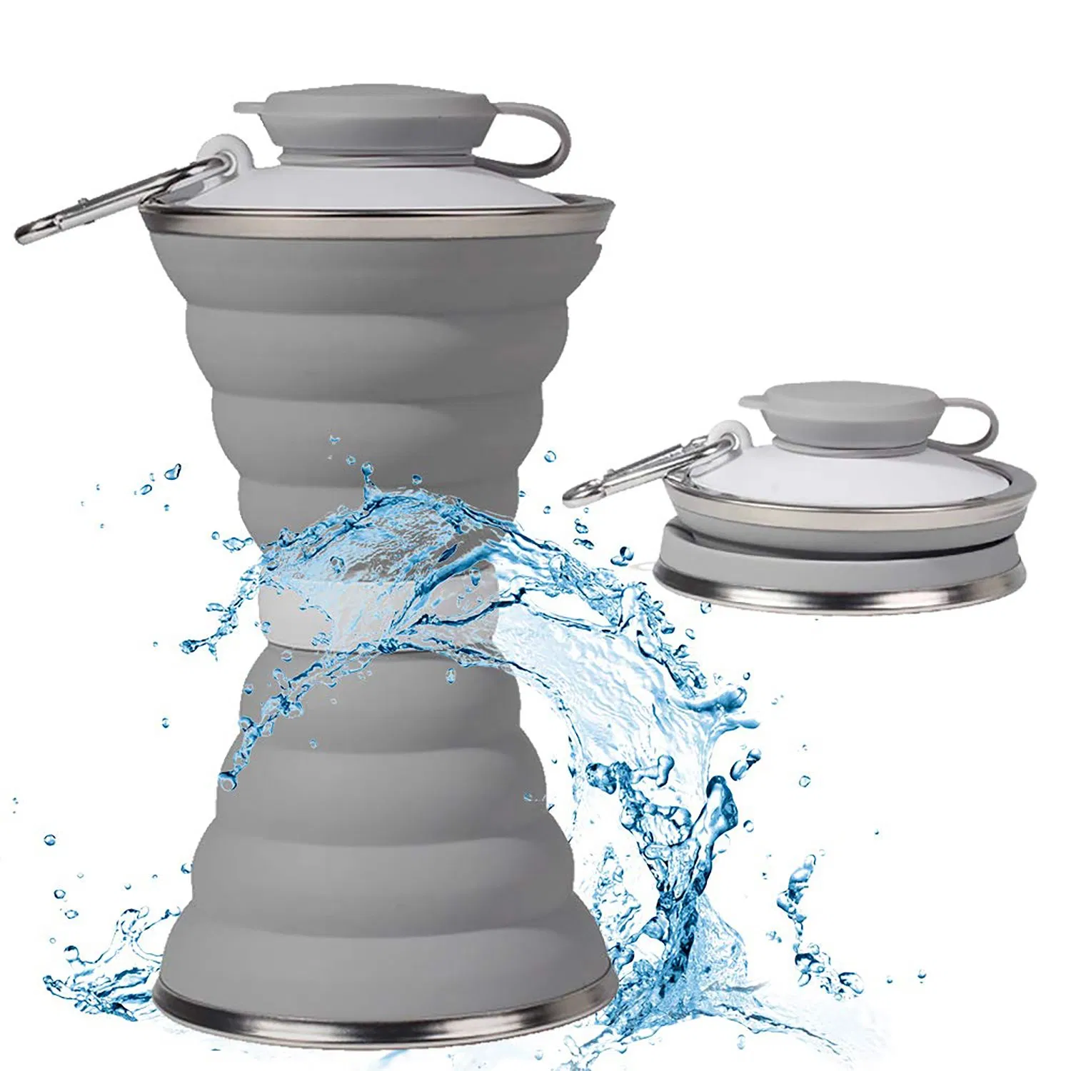 Складная бутылка для воды 500 мл, силиконовая, без BPA