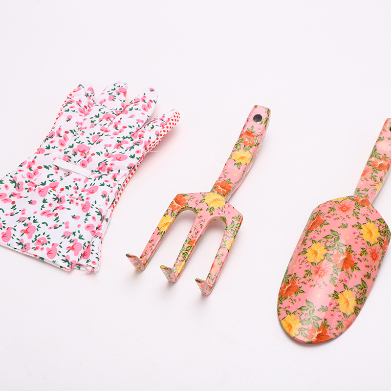 Cute Floral Aluminum Ladies Gardening Trowel Gloves Garden Tool Kit