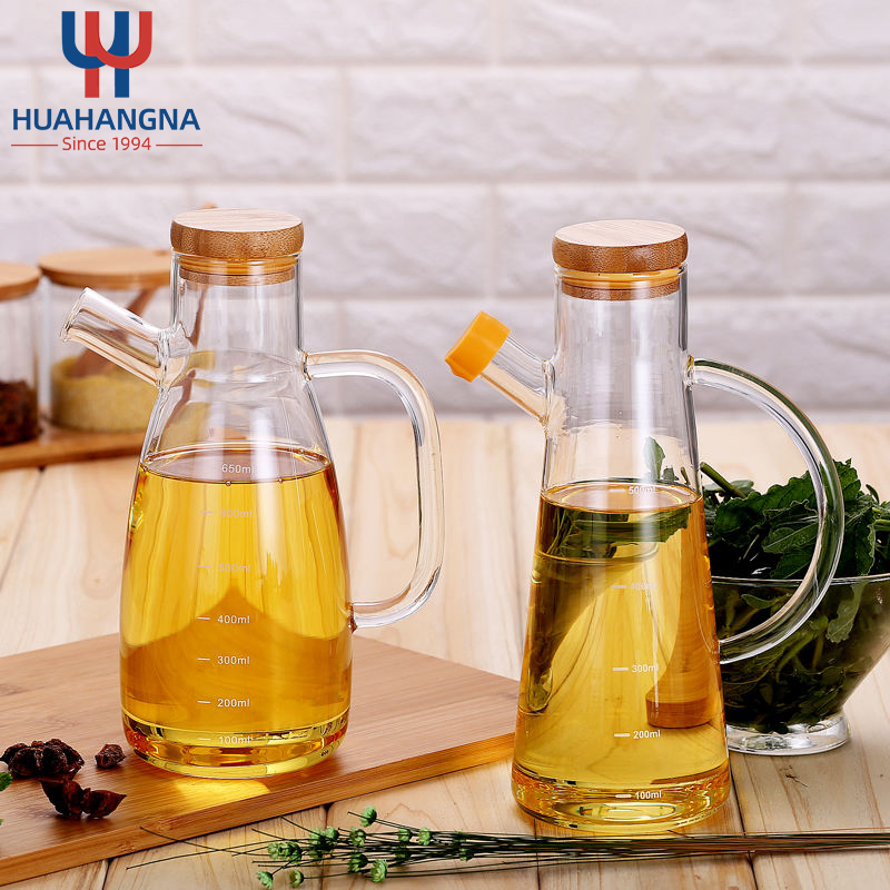 750ml Easy Use Oil Pot Multi-Function Decorative Storage Transparent Glass Bottle with Cover